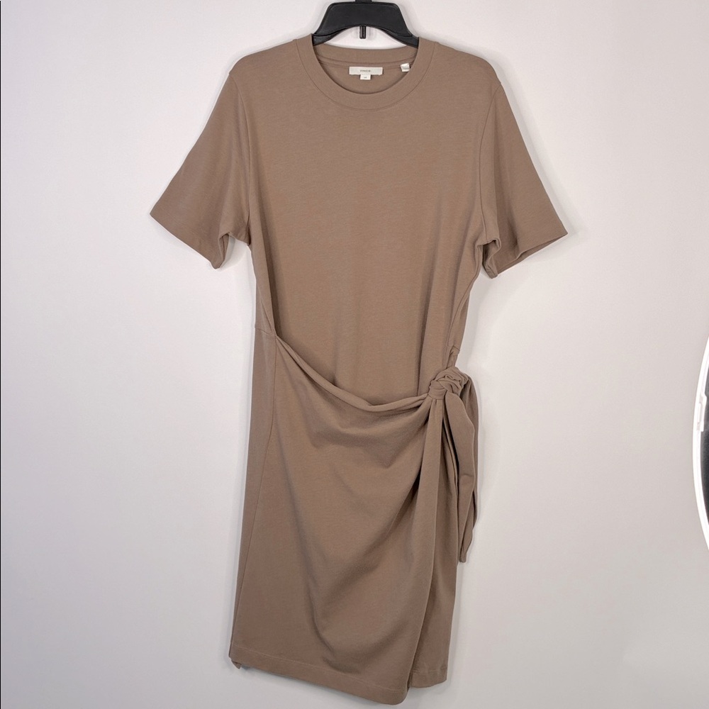 Vince short sleeve side tie tee dress/ Shake Brown Size L #0043